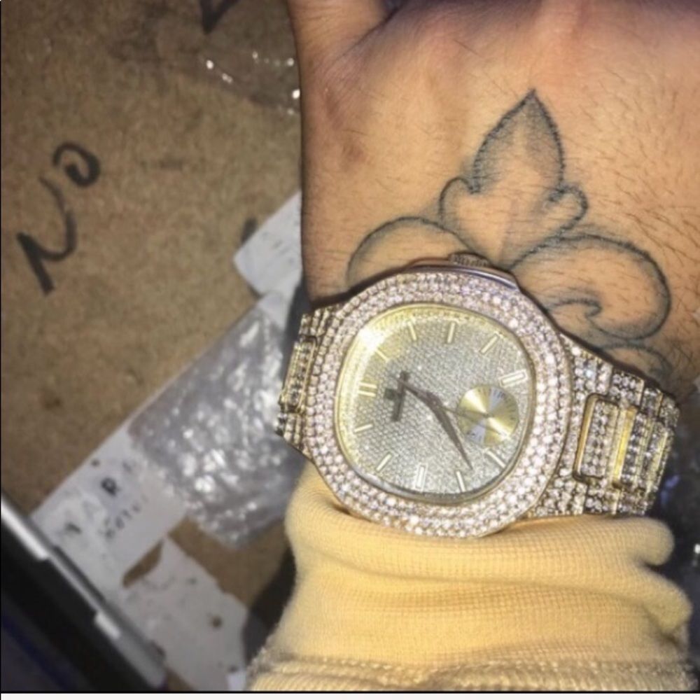 Iced out Men's Gold Watch PT Square Hip Hop NEW